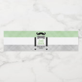 Mustache kleine Mann grüne graue Jungendusche Wasserflaschenetikett (Einzelnes Label)