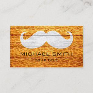 Mustache Leopard über Holztextur #3 Visitenkarte