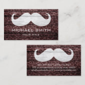 Mustache Leopard über Holztextur #4 Visitenkarte (Vorne/Hinten)