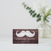 Mustache Leopard über Holztextur #4 Visitenkarte (Stehend Vorderseite)
