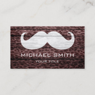 Mustache Leopard über Holztextur #4 Visitenkarte