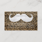Mustache Leopard über Holztextur #6 Visitenkarte (Rückseite)