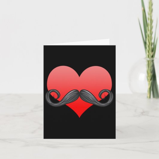Mustache Liebe Herzstück Valentinstag Bart Men Fun Karte (Vorderseite)