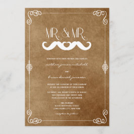 Mustache Liebe & Mr. Vintag Paper Gay Wedding Einladung