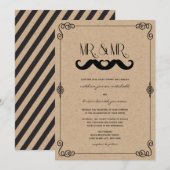 Mustache Liebe Vintage Kraft Paper Gay Wedding Einladung (Vorne/Hinten)