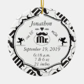 Mustache Lil Man Baby Boy Stats Keramik Ornament (Vorne)