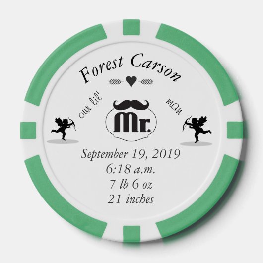 Mustache Lil Man Baby Boy Stats Pokerchips (Vorderseite)