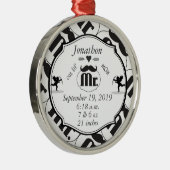 Mustache Lil Man Baby Boy Stats Silbernes Ornament (Rechts)