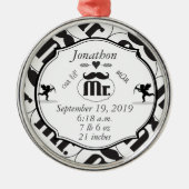 Mustache Lil Man Baby Boy Stats Silbernes Ornament (Vorne)