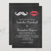 Mustache & Lips Hochzeit Einladung (Vorne/Hinten)