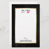 Mustache & Lips Mr. & Mrs. Black and Gold Briefpapier (Vorne/Hinten)
