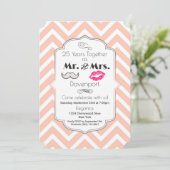 Mustache & Lips Mr. & Mrs. - Jahrestag Einladung (Stehend Vorderseite)