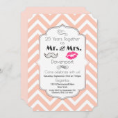 Mustache & Lips Mr. & Mrs. - Jahrestag Einladung (Vorne/Hinten)