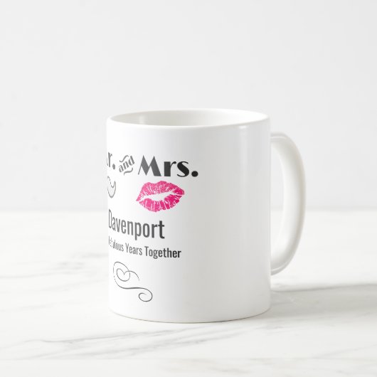 Mustache & Lips Mr. & Mrs. - Jahrestag Kaffeetasse (VorderseiteRechts)
