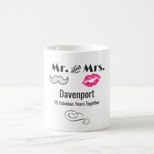 Mustache & Lips Mr. & Mrs. - Jahrestag Kaffeetasse