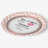 Mustache & Lips Mr. & Mrs. - Jahrestag Pappteller (Schrägansicht)