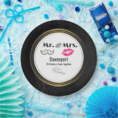 Mustache & Lips Mr. & Mrs. - Jahrestag Pappteller (Party)