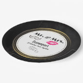 Mustache & Lips Mr. & Mrs. - Jahrestag Pappteller (Schrägansicht)