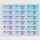 Mustache & Lips Mr. & Mrs. Pattern Geschenkpapier (Flach)