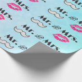 Mustache & Lips Mr. & Mrs. Pattern Geschenkpapier (Ecke)