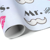 Mustache & Lips Mr. & Mrs. Pattern Geschenkpapier (Rolleneckpunkt)