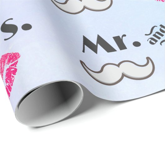 Mustache & Lips Mr. & Mrs. Pattern Geschenkpapier (Rolleneckpunkt)