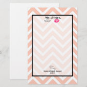 Mustache & Lips Mr. & Mrs Peach Zickzack Wedding Briefpapier (Vorne/Hinten)