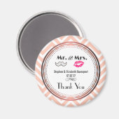 Mustache & Lips Mr. & Mrs Wedding Vielen Dank Magnet (Vorderseite/Rückseite)