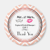 Mustache & Lips Mr. & Mrs Wedding Vielen Dank Magnet (Vorne)