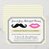 Mustache & Lips Probe Abendessen Einladung (Vorne/Hinten)