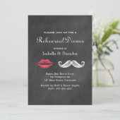 Mustache & Lips Probe Abendessen Einladung (Stehend Vorderseite)