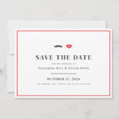 Mustache & Lips Quirky Wedding Save the Date (Vorderseite)