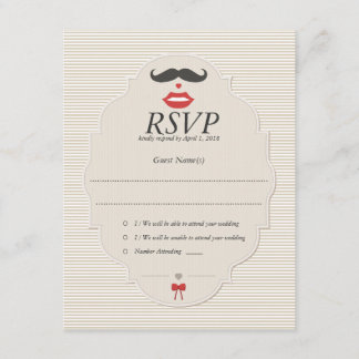 Mustache Lips Retro UAWG Wedding Card RSVP Karte
