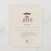 Mustache Lips Retro UAWG Wedding Card RSVP Karte (Vorne/Hinten)