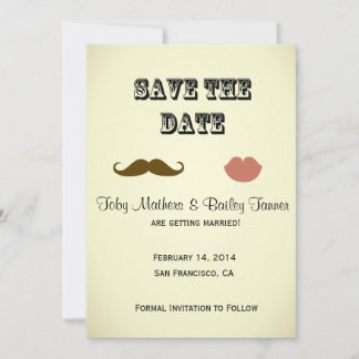 Mustache & Lips Rett-the-date Save The Date