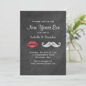 Mustache & Lips Silvester Party Einladung (Stehend Vorderseite)