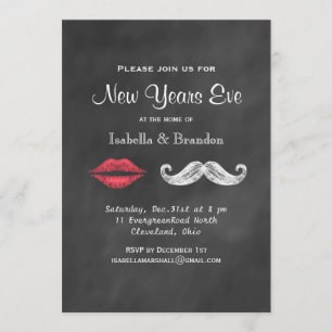 Mustache & Lips Silvester Party Einladung