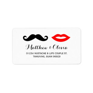 Mustache & Lips Wedding Address Labels Adressaufkleber