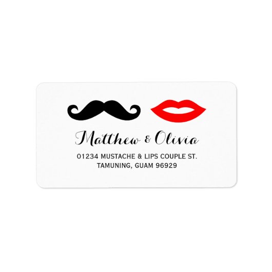 Mustache & Lips Wedding Address Labels Adressaufkleber (Vorne)