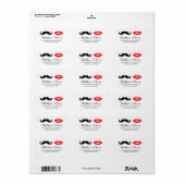 Mustache & Lips Wedding Address Labels Adressaufkleber (Vorne)