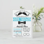 Mustache Little Gentleman Baby Dusche Einladung (Stehend Vorderseite)