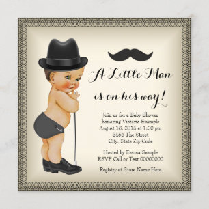 Mustache Little Man Baby Shower Einladung