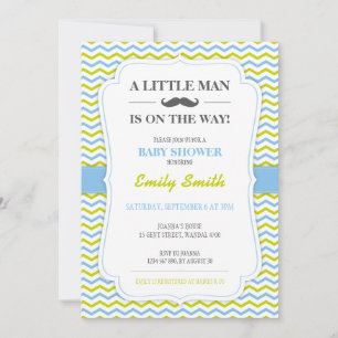Mustache Little Man Baby Shower Einladung