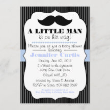 Mustache Little Man Baby Shower Einladung