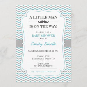 Mustache Little Man Baby Shower Einladung