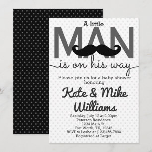 Mustache Little Man Baby Shower Einladung