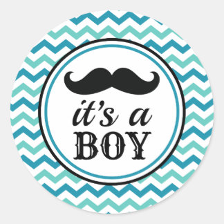Mustache Little Man Baby Shower Stickers - Boy