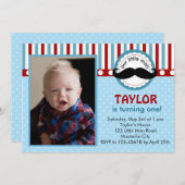 Mustache Little Man Birthday Invitation (Foto) Einladung (Vorne/Hinten)