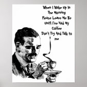 Mustache Man trinkt Kaffee Retro Art Poster (Vorne)