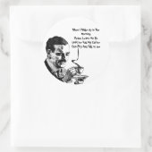 Mustache Man trinkt Kaffee Retro Art Runder Aufkleber (Tasche)